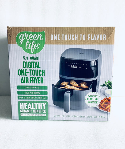 New Other GreenLife 5.3 QT Electric Air Fryer Oven With Touch Display, Graphite
