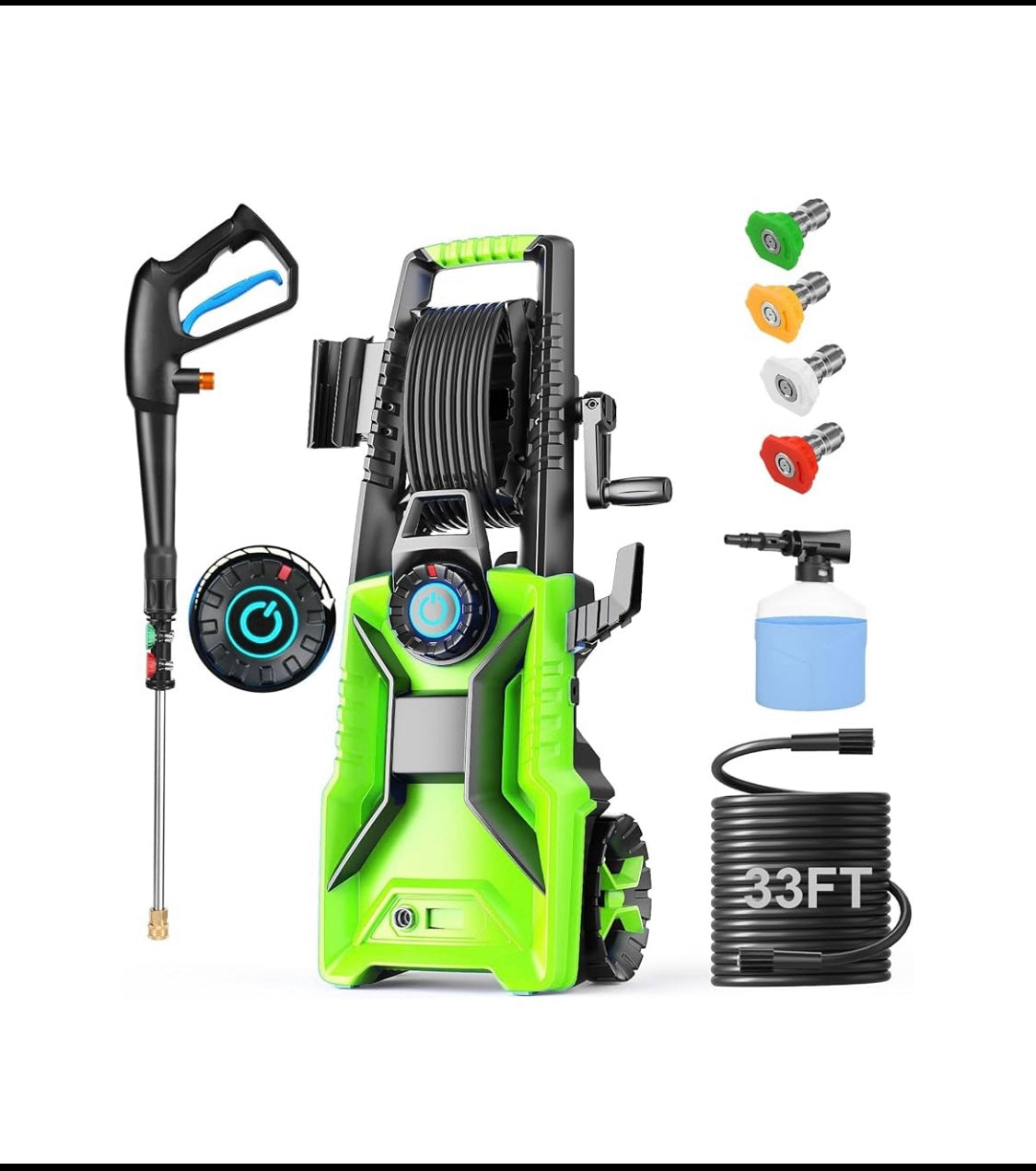 Imdot 5000PSI 3.9GPM Electric Pressure Washer W/ Foam Cannon & 4 Nozzles, Green