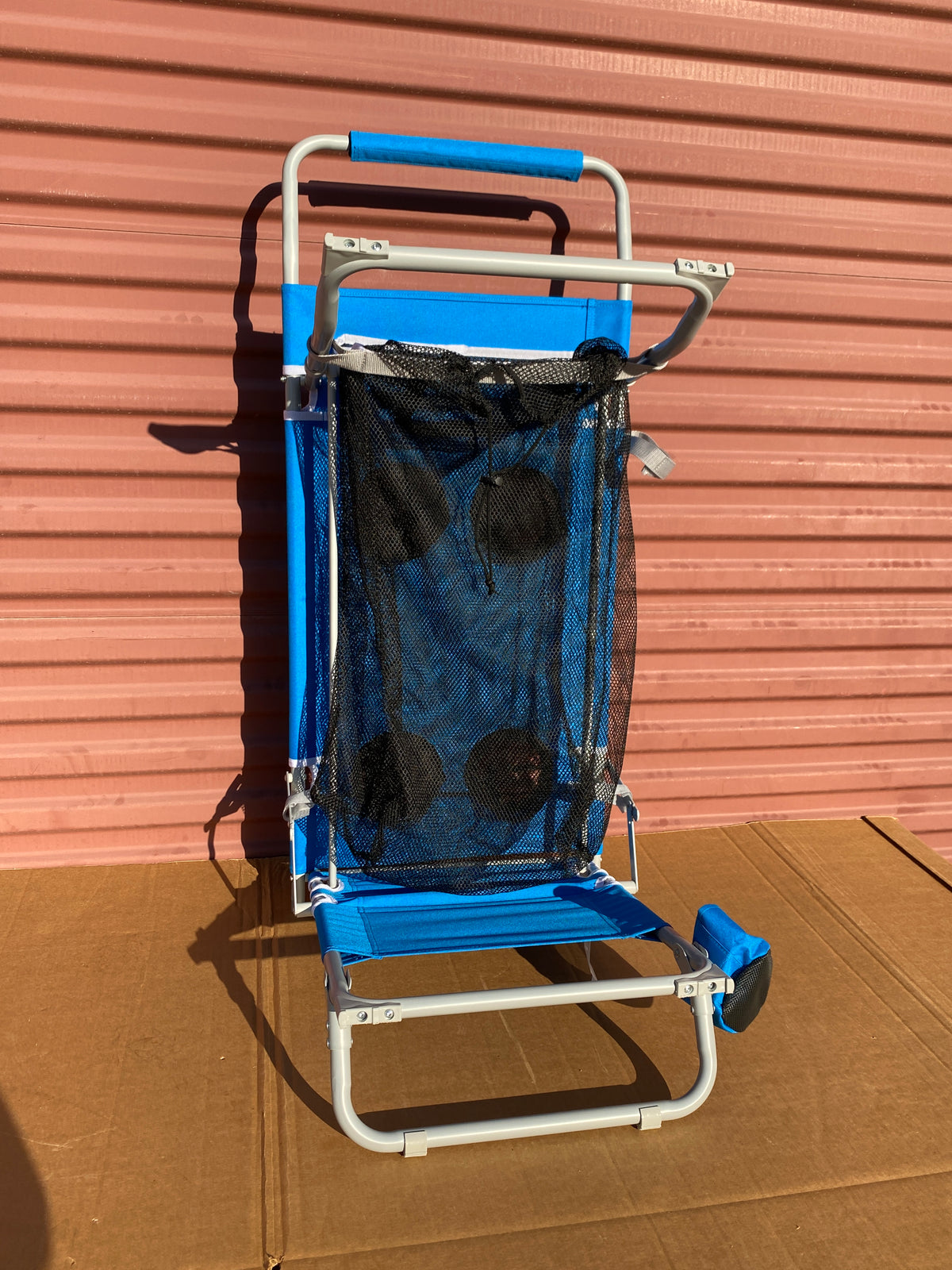 Old Bahama Bay 2-in-1 Folding Beach Cart With Big Wheels For Sand, Blue