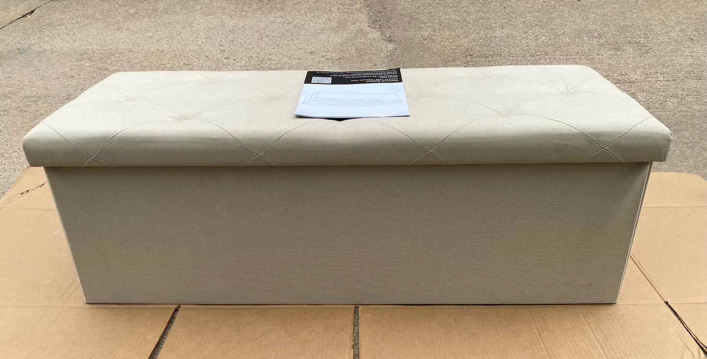 New Open Box NEWBULIG 43” Folding Storage Ottoman Bench, Beige