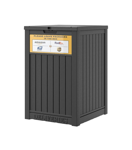 New Open Box LHBGO Outdoor 48 Gallon Lockable Package Delivery Box W/ Sign, Grey