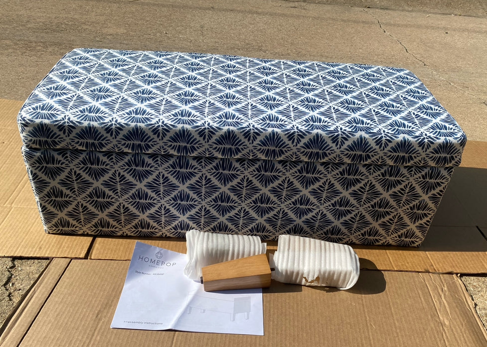New Other HomePop 36" Decorative Storage Bench, Blue Geometric Pattern