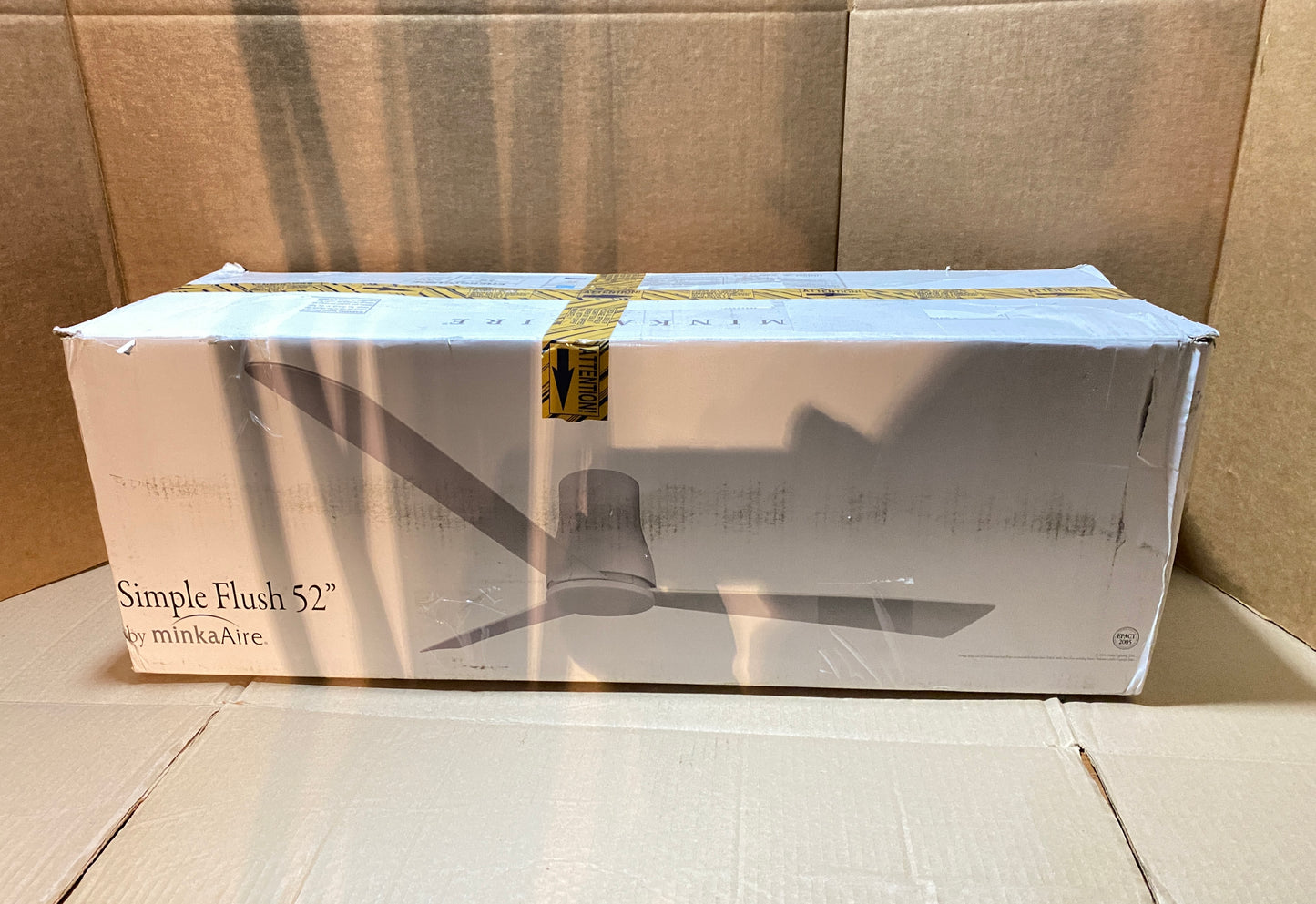 New Open Box Minka Aire Simple Flush 52" Outdoor Hugger Ceiling Fan W/ Remote