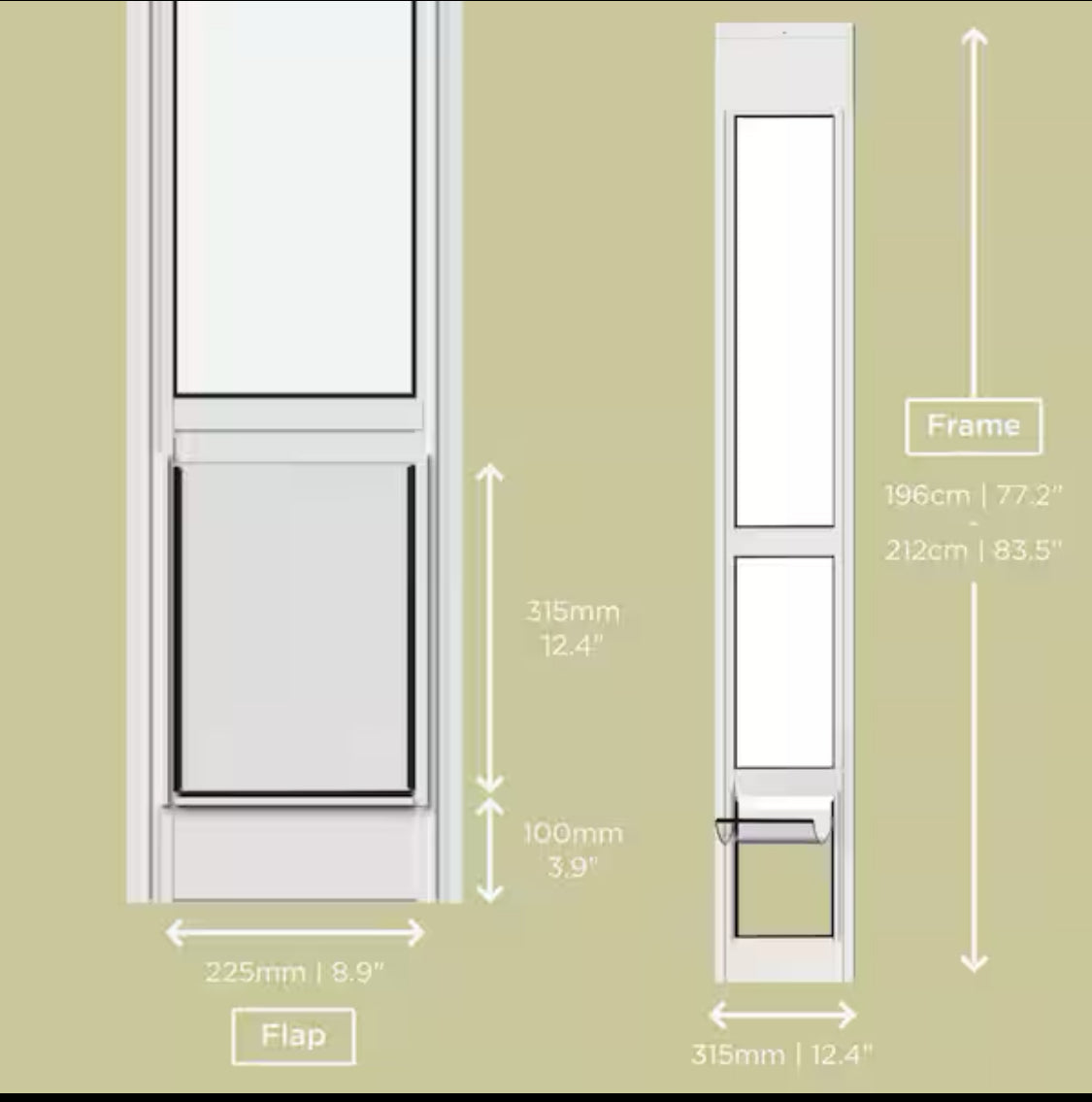 New Other Hakuna Pets Medium White Glass Patio Pet Door With 12.4” x 8.9” Flap