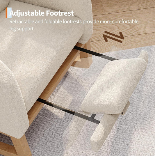 New Open Box GarveeHome Nursery Glider Rocking Chair With Footrest, White/Teddy