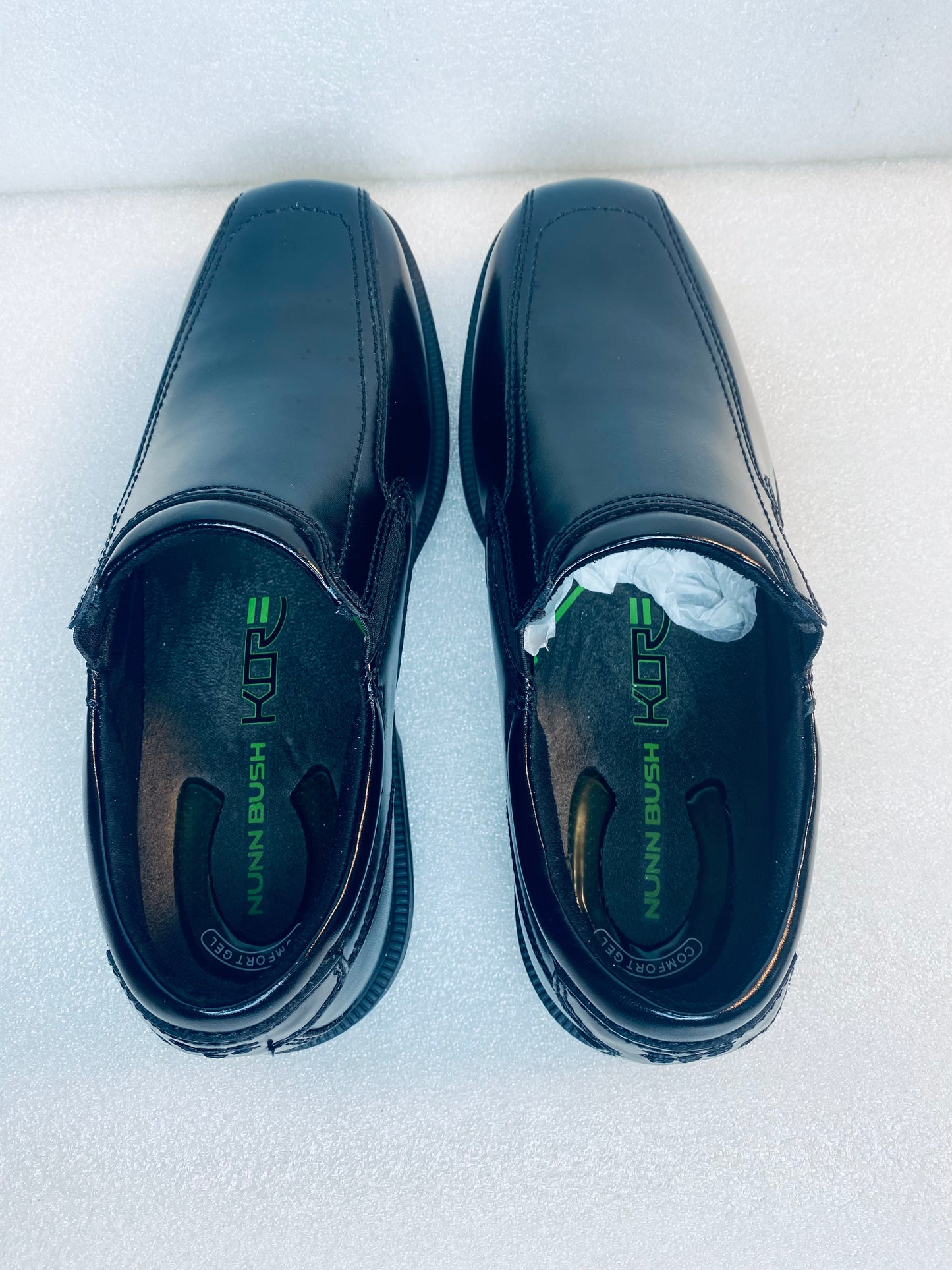 New Open Box Nunn Bush Bleeker Street Men's Bike Toe Slip On, Black, Size 7.5
