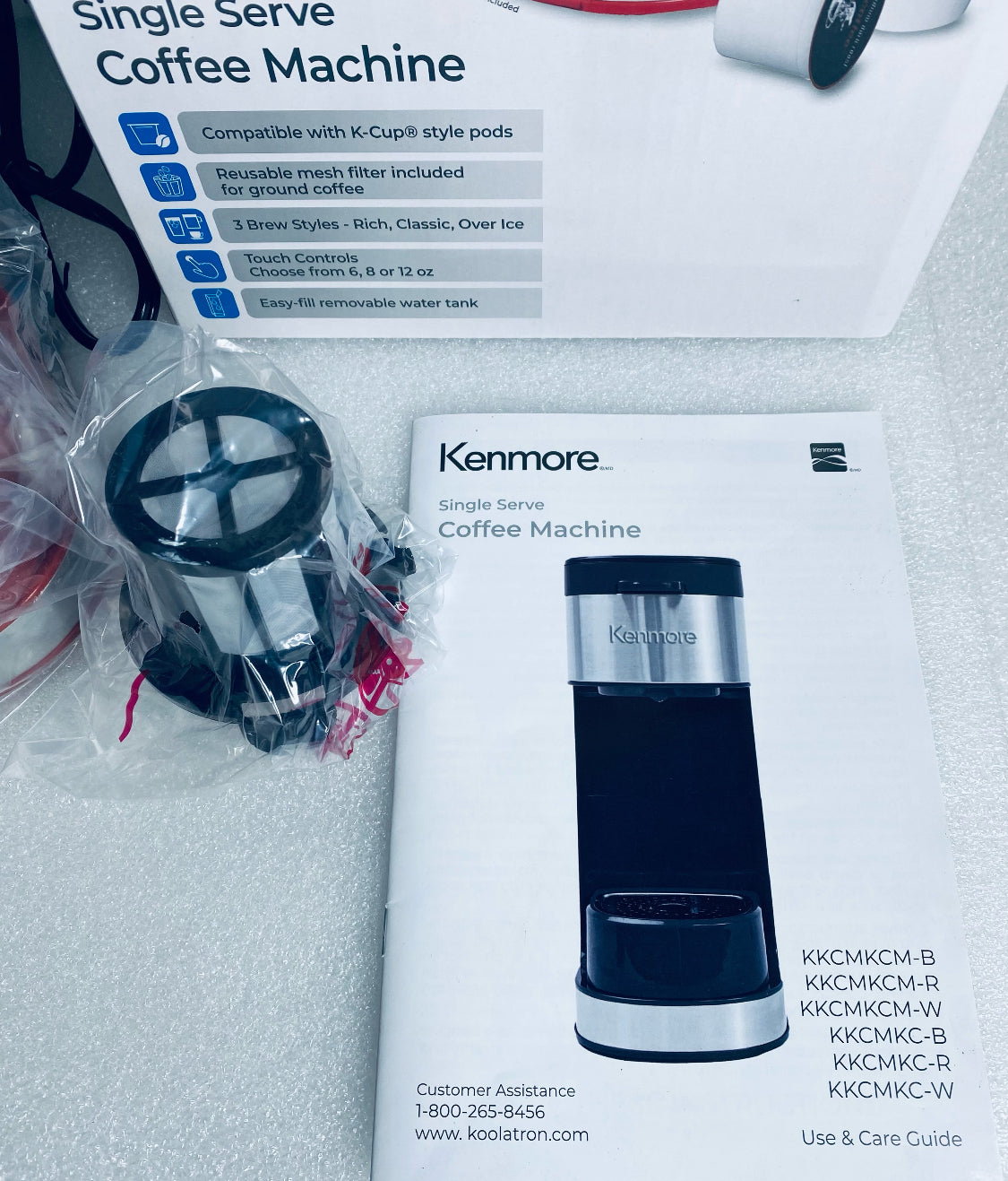 New Kenmore Single Serve Coffee Maker One Cup Brewer W/ 6–12 Oz Brew Sizes, Red