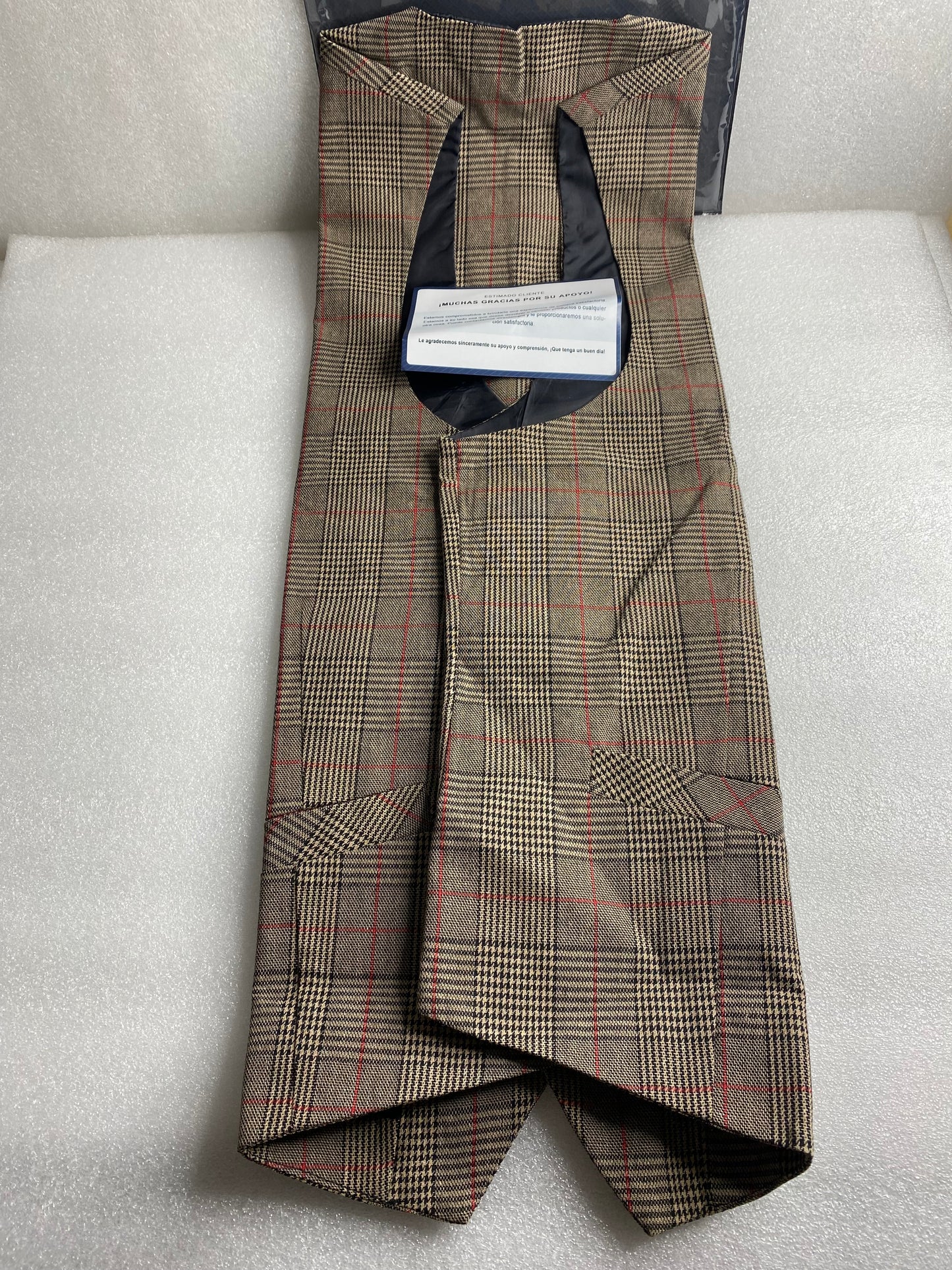 New Cloudstyle Men's Vintage Suit Vest Plaid Tweed Casual Waistcoat Marron 2XL