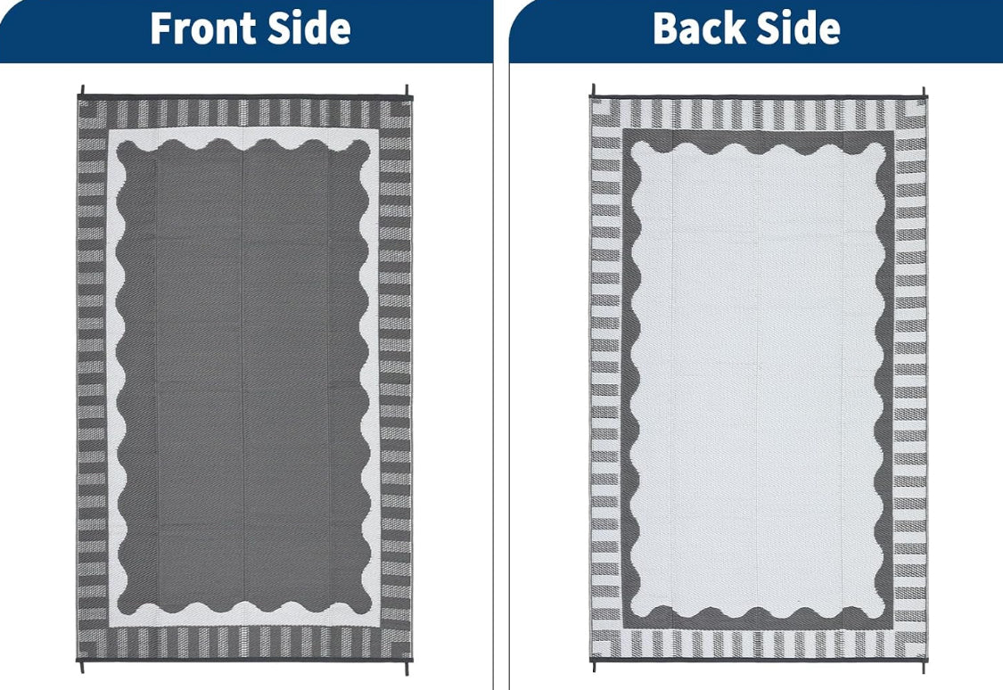 New Open Box Garvee 9’ x 18’ Waterproof Plastic Straw Reversible Outdoor Rug