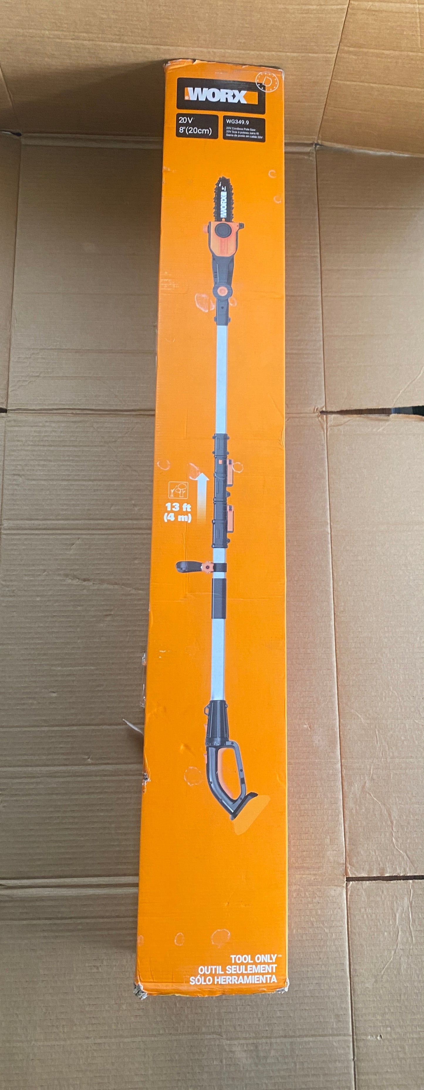 New Open Box WORX 20V 8” Cordless Telescoping Pole Saw, Up to 13.3ft Reach