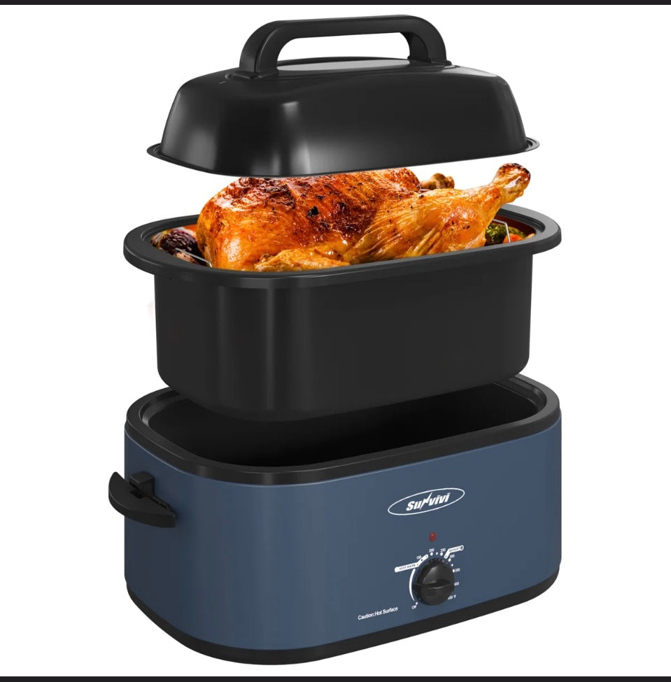 new Other - Sunvivi 28 Qt Roaster Oven Self-Basting Lid W/ Viewing Window, Blue