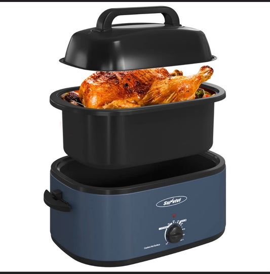 new Other - Sunvivi 28 Qt Roaster Oven Self-Basting Lid W/ Viewing Window, Blue