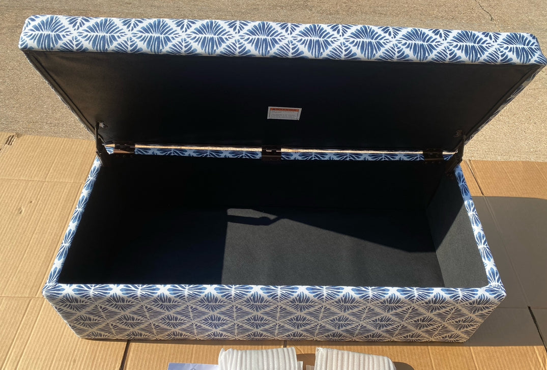New Other HomePop 36" Decorative Storage Bench, Blue Geometric Pattern