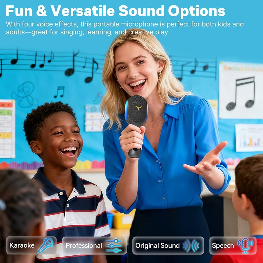 New StageSound Portable Bluetooth Karaoke Mic Speaker With Dynamic RGB Lights