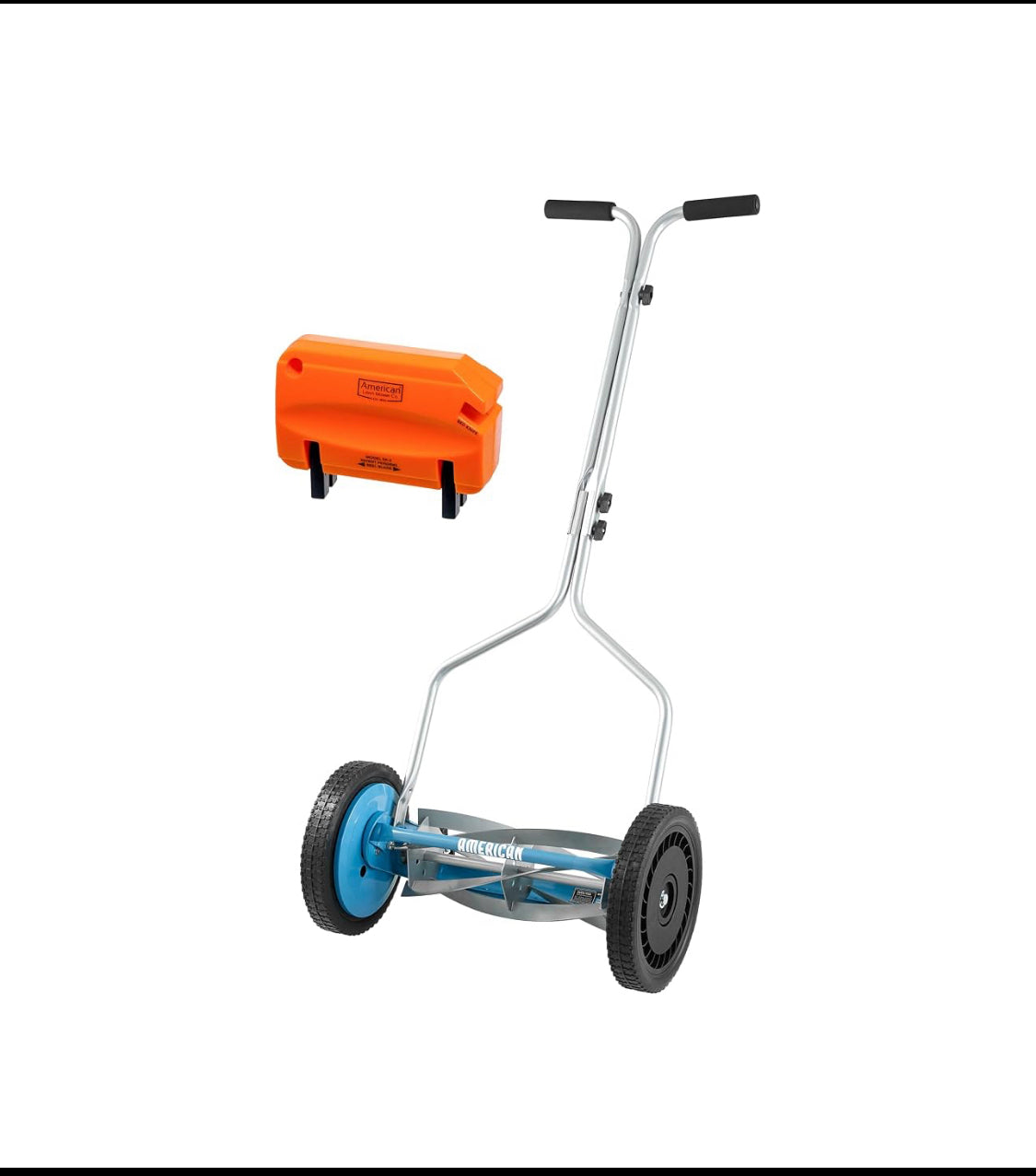 New Open Box American Lawn Mower 14-Inch 5-Blade Reel Mower With Sharpener, Blue