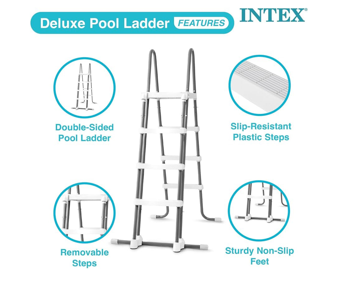 New Other Intex Deluxe 48” Pool Ladder With Removable Steps, Gray/White