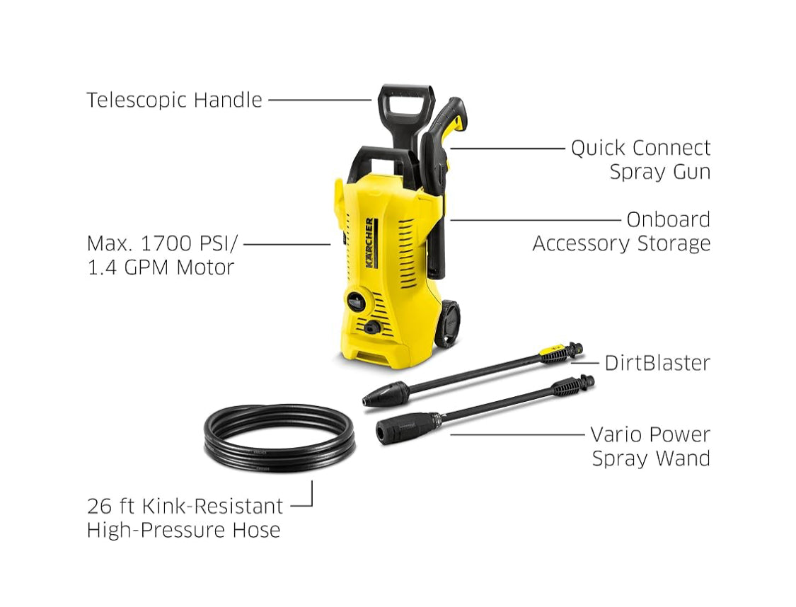Kärcher K2 Power Control Pressure Washer With 2000 Max PSI & 25 ft. Hose