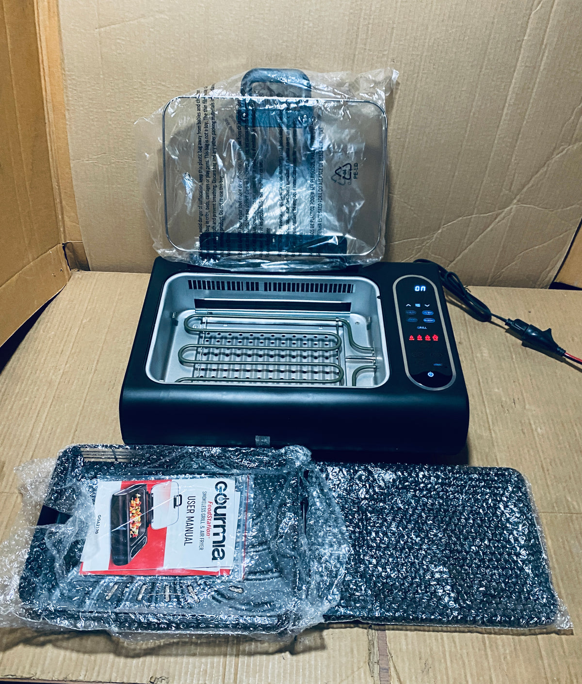 New Other Gourmia Electric Smokeless 5-in-1 Grill & Air Fryer With Glass Lid