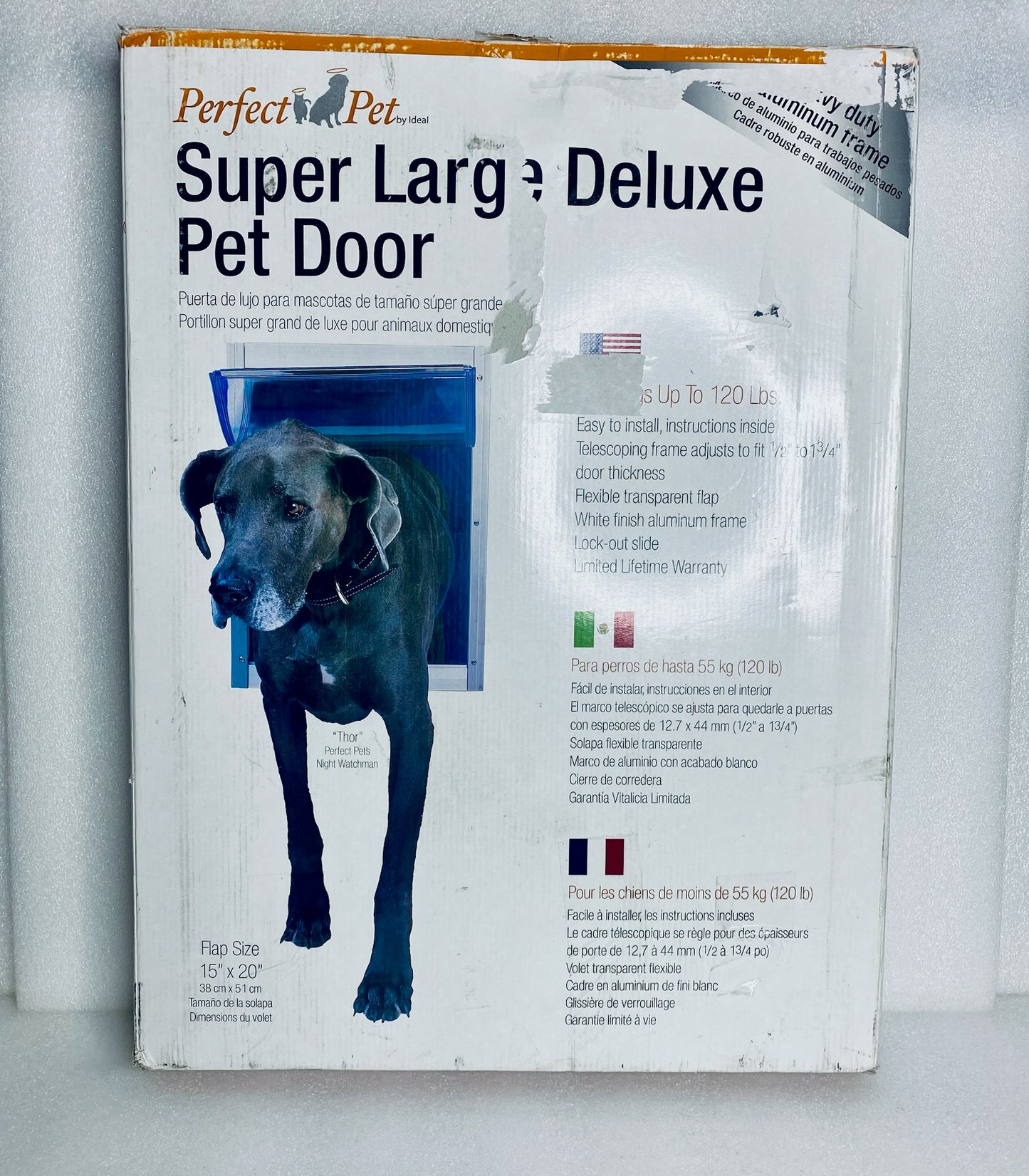 New Other Perfect Pet Super Large Aluminum Deluxe Pet Door, 15" x 20" Flap Size