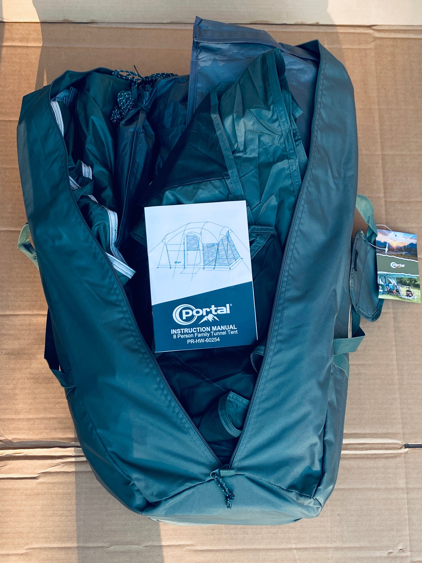Like New PORTAL 8 Person Family Camping Tent With Screen Room, Green