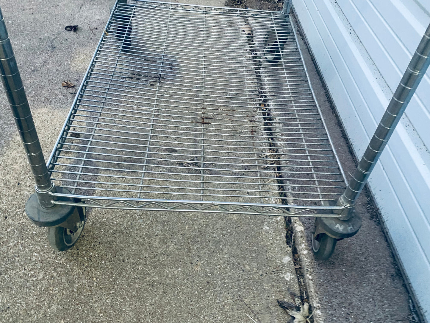 #136 - Stainless Steel Push Cart 2 Tier Adjustable With Casters & Approx. Dimensions: 40” x 41” x 24” - (IN CONDITION AS SHOWN) - (READ)