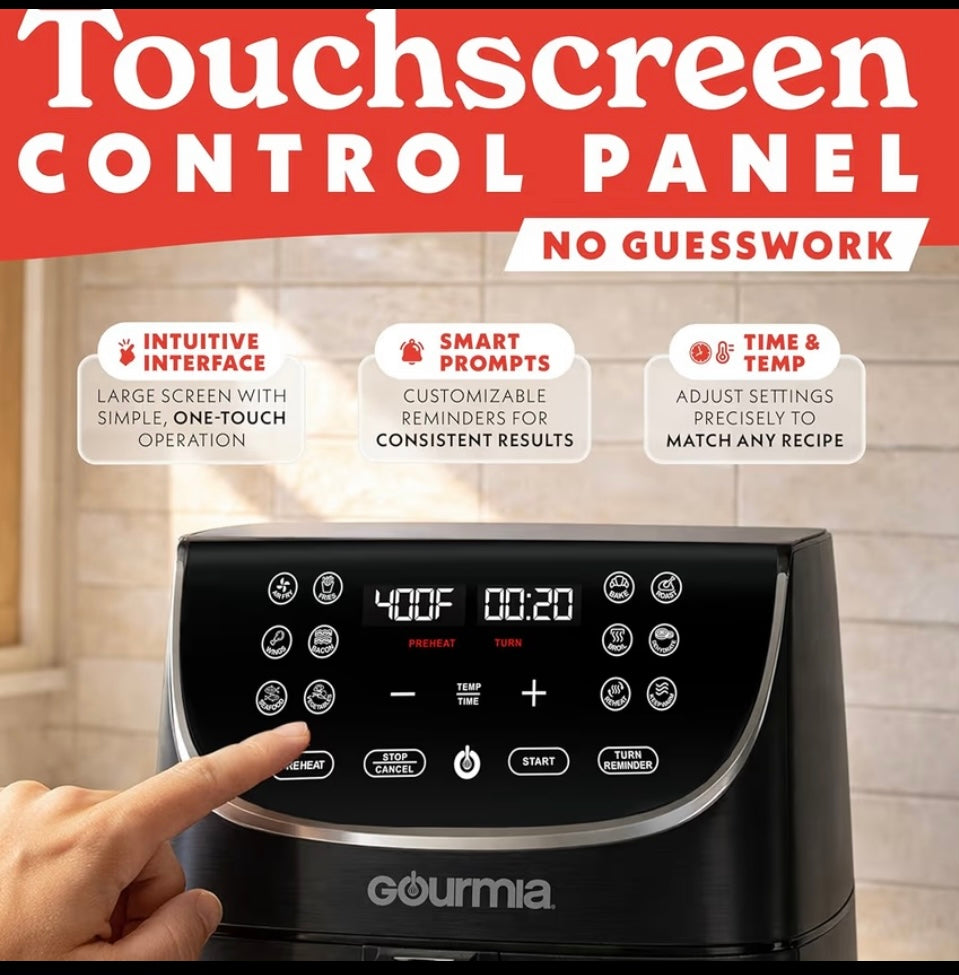 New Gourmia 7 Quart Digital Air Fryer With LED Display, Black
