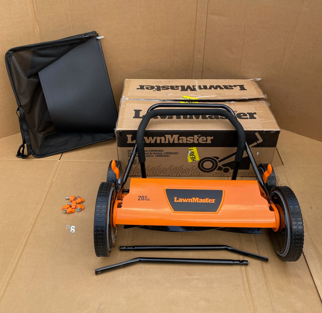 LawnMaster 20” 5-Blade Push Reel Lawn Mower, Orange/Black