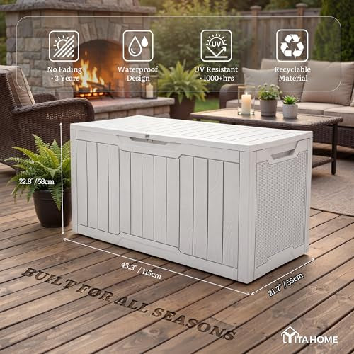 New Other YITAHOME 100 Gallon Large Resin Outdoor Deck Storage Box, White