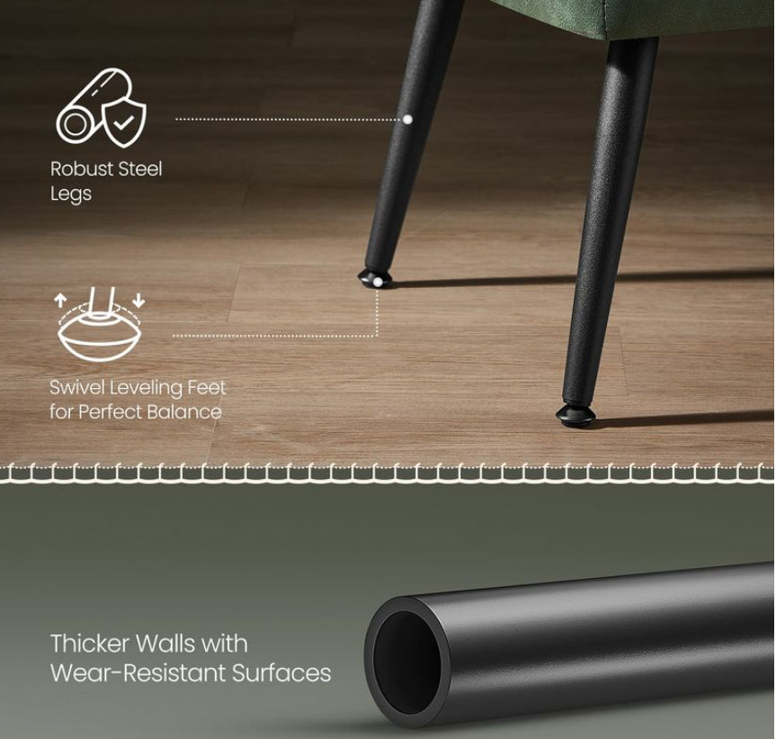 New Open Box VASAGLE Storage Ottoman Bench With Steel Legs, Forest Green