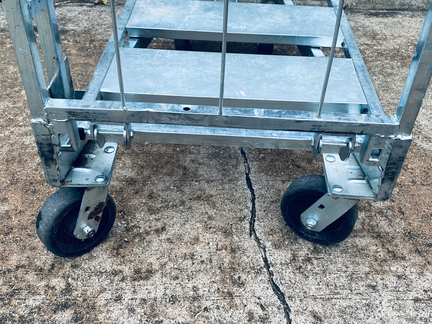 Aluminum Rolling Transport Platform Cart With 4 Castors & Supplies Hanging Rack