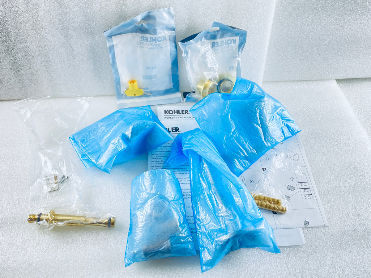 New Other Kohler Tone Wall-Mount Bathroom Sink Faucet Set With Two Lever Handles