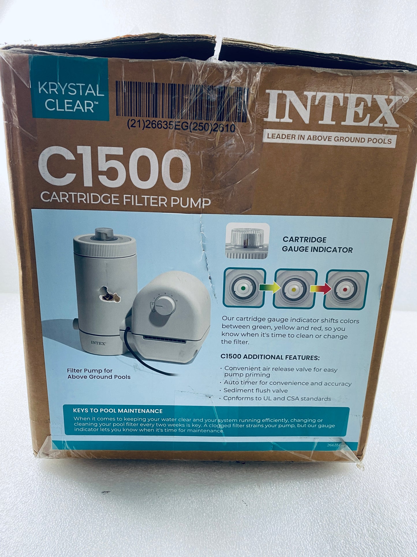 New Other INTEX Krystal Clear 1,500 GPH Cartridge Filter Pump, Above Ground Pool