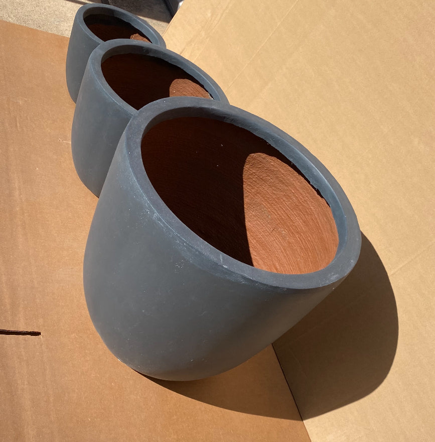 Set Of 3 - New Other Kante 18",14",10" Dia Concrete Round Planters, Dark Gray
