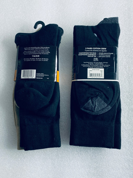 lot Of 2 New–George Cotton Crew & Cotton Cushion Crew Socks, Size 6-12, 5 Pairs