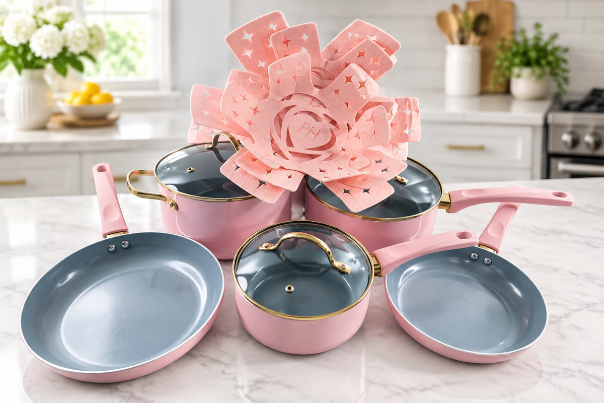 New Other Paris Hilton 12-Pc Pink Epic Nonstick Pots & Pans Cookware Set W/Lids