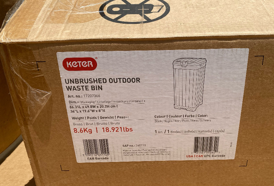New Other Keter Baltimore Resin 38 Gallon Outdoor Trash Can With Lid & Drip Tray