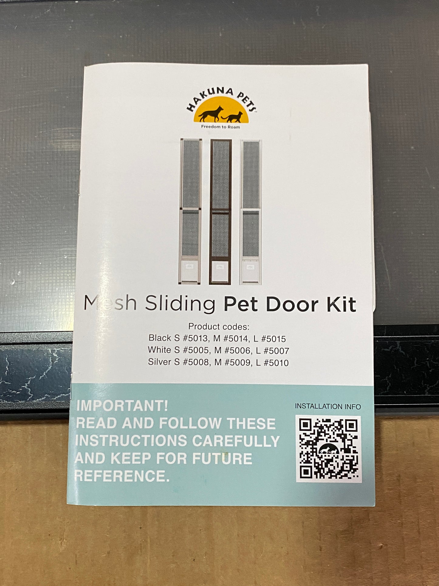 New Open Box Hakuna Pets Mesh Patio Pet Door (V2)+Clear Weather Resistant Panel