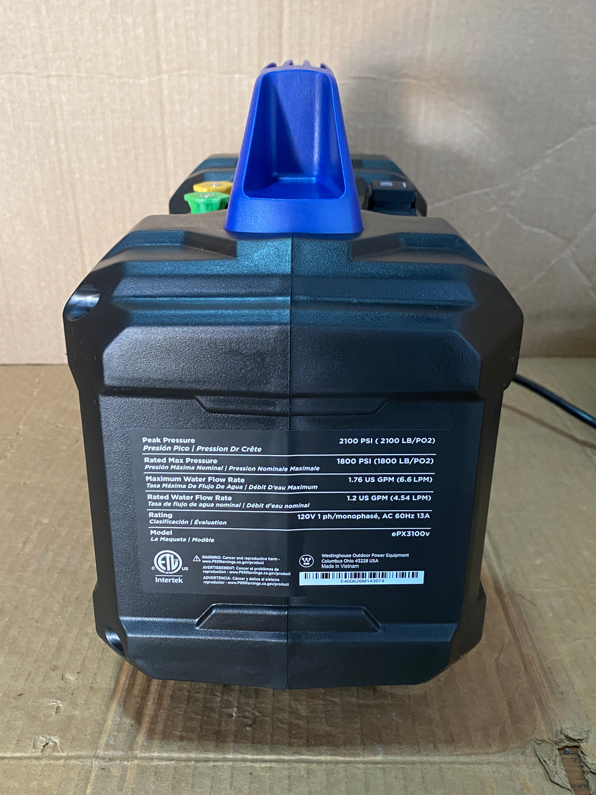 Westinghouse Electric 2100 PSI&1.76 GPM Pressure Washer W/ Built-in Carry Handle