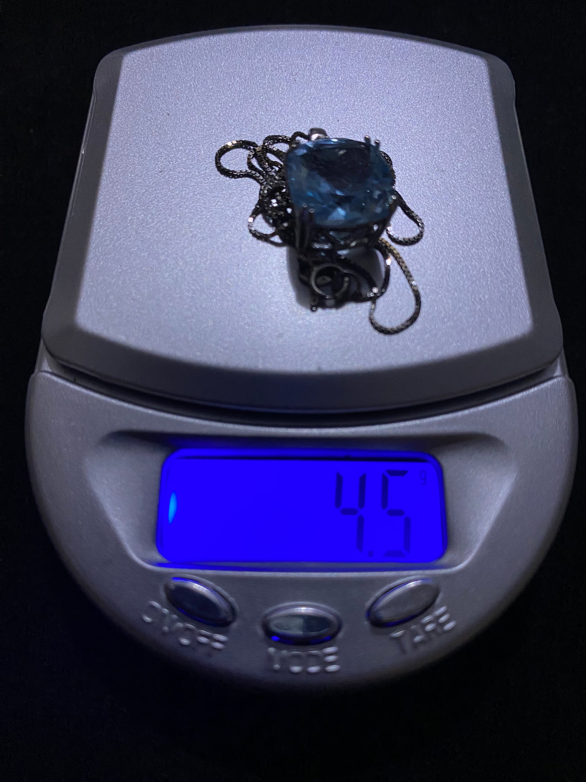 New Designer s925 Sterling Silver 5.5 Ct Cushion Swiss Blue Topaz Pendant Diamond 18” Necklace 4.5g