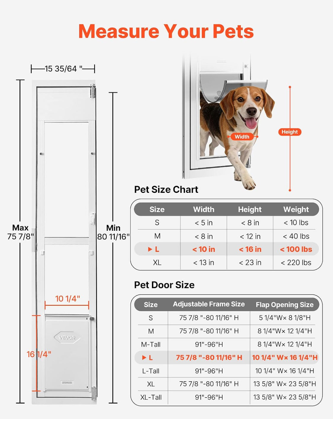 New Other VEVOR Dog Door For Sliding Glass Door With 75 7/8" To 80 11/16" Height