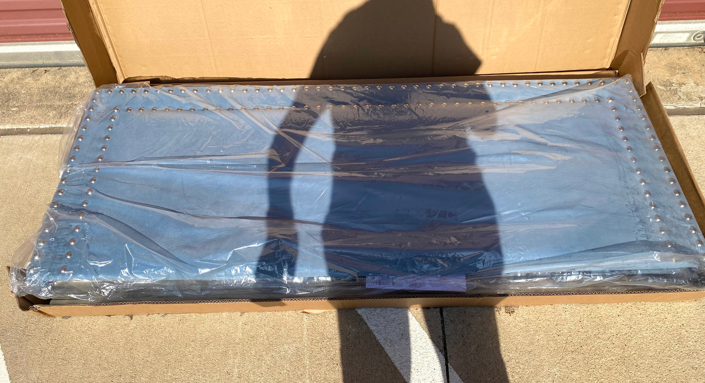 New Vecelo Full Size Platform Bed & Height Adjustable Upholstered Headboard,Blue