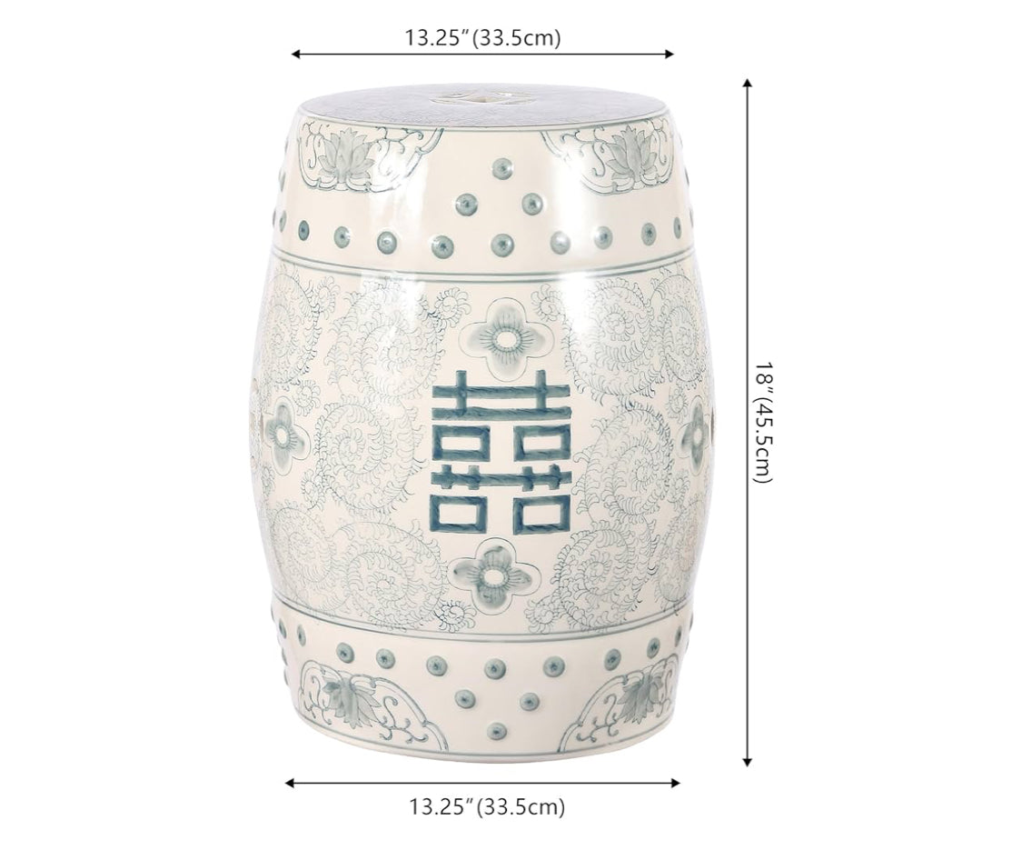 New Other JONATHAN Y 18" Chinoiserie Ceramic Drum Indoor/Outdoor Garden Stool