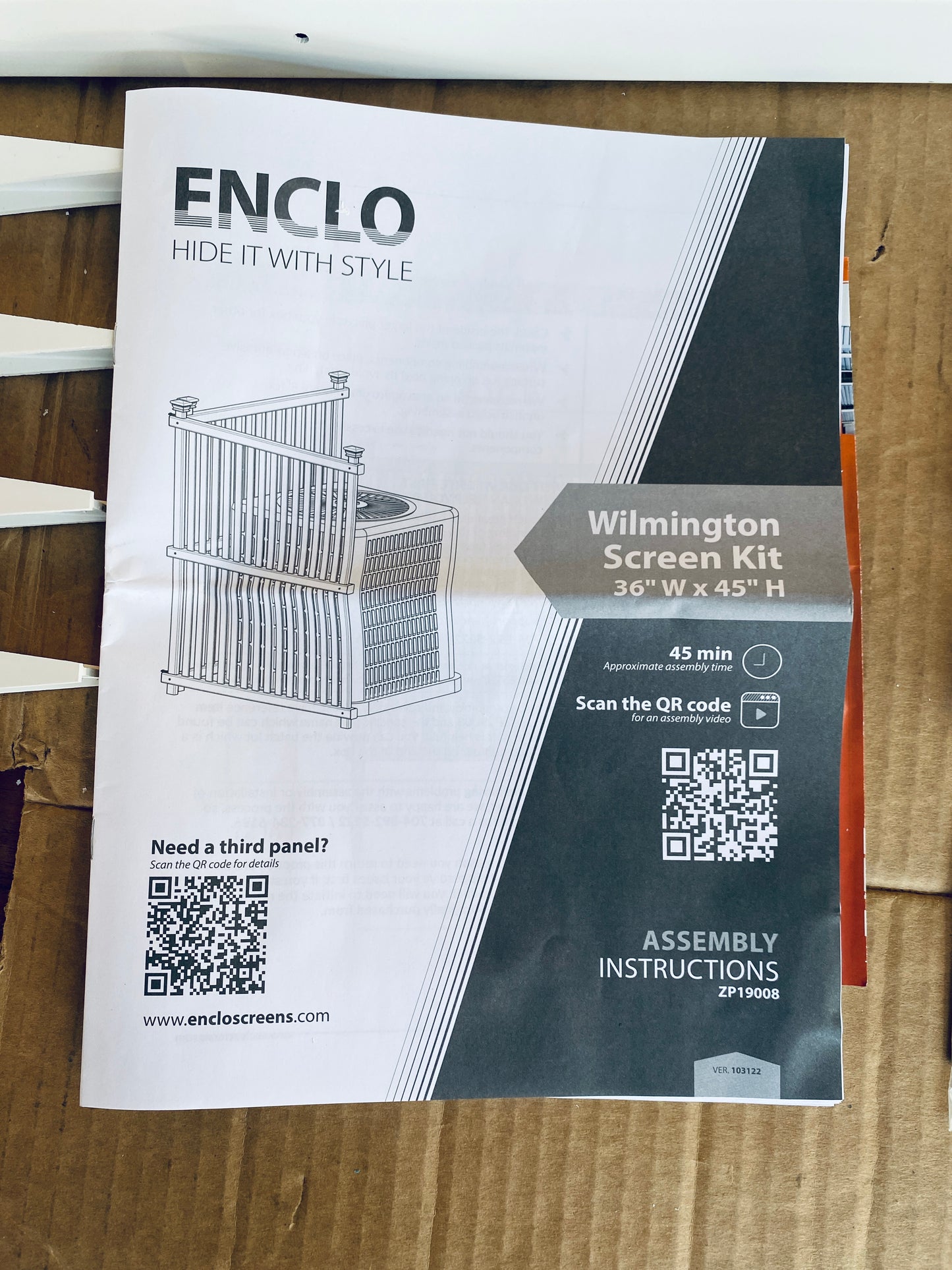 New Other Enclo Wilmington 45.5” H x 36.5” W 2 Panel White Privacy Screen Vinyl