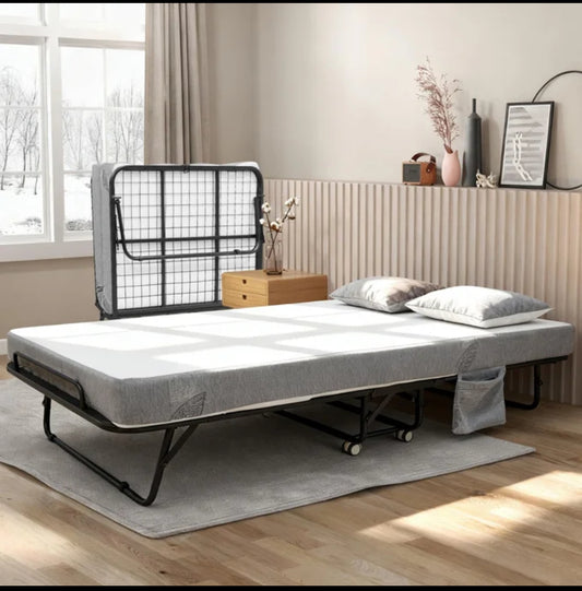New Open Box Garvee 75" x 31" Metal Rollable/Folding Bed With 4” Mattress, Black