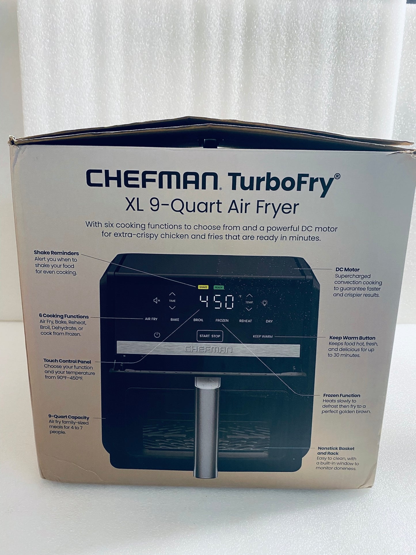 Chefman TurboFry XL 9-Quart Air Fryer, Black - (READ)