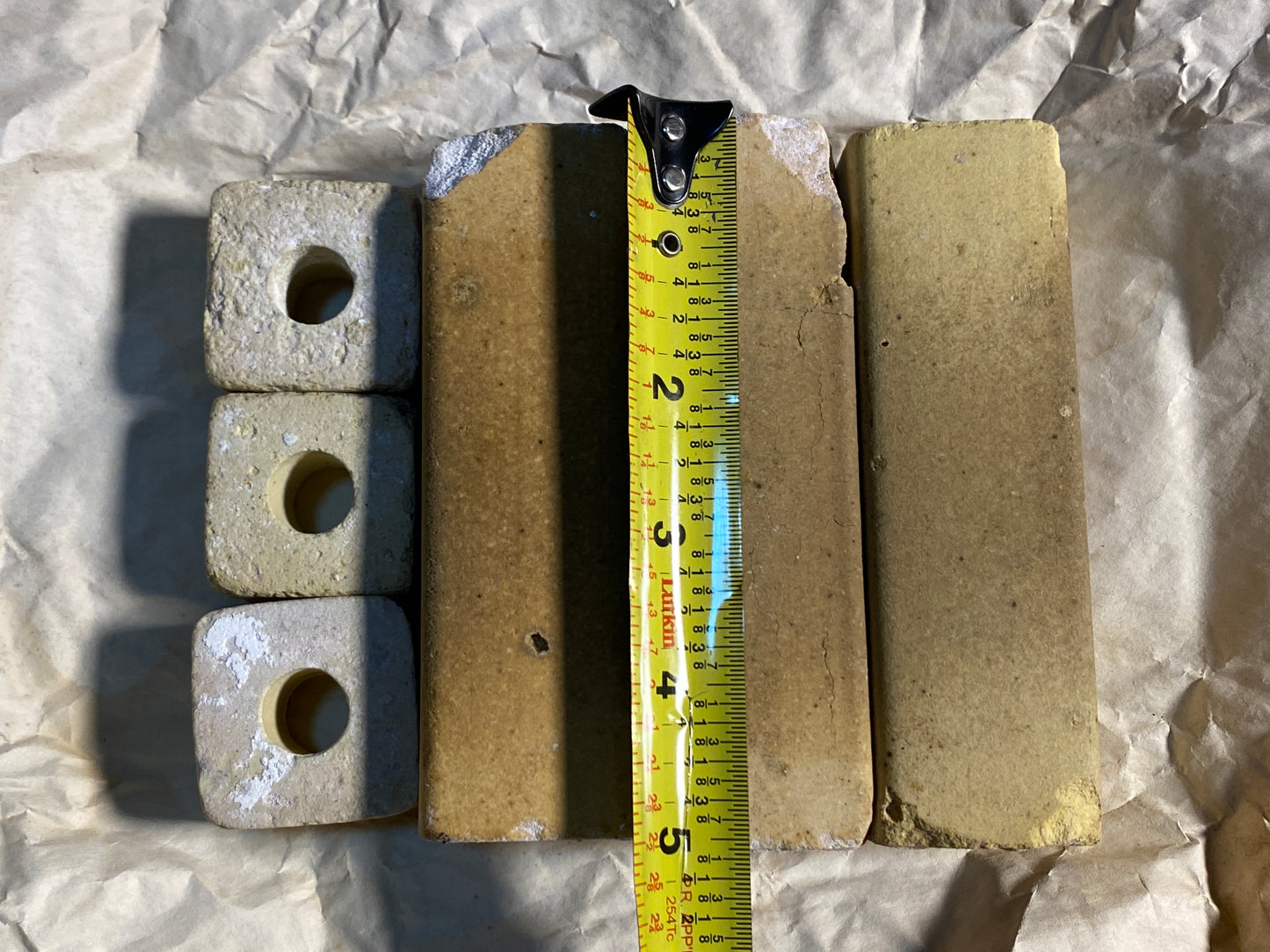 Lot Of 6-Kiln (3) Approx. 5" Tall x 1 1/2" Wide Squared End Posts & (3) 1" Tall