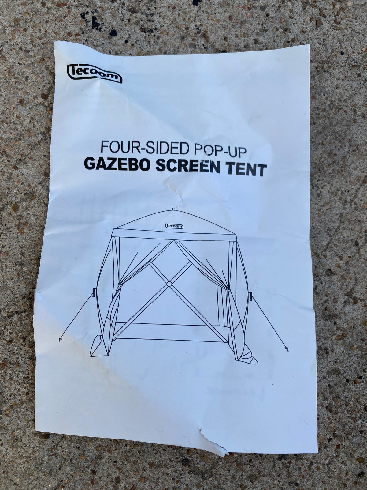 Like New Tecoom 6’ x 6’ 4-Sided Pop Up Canopy/Gazebo Tent With Mesh Windows