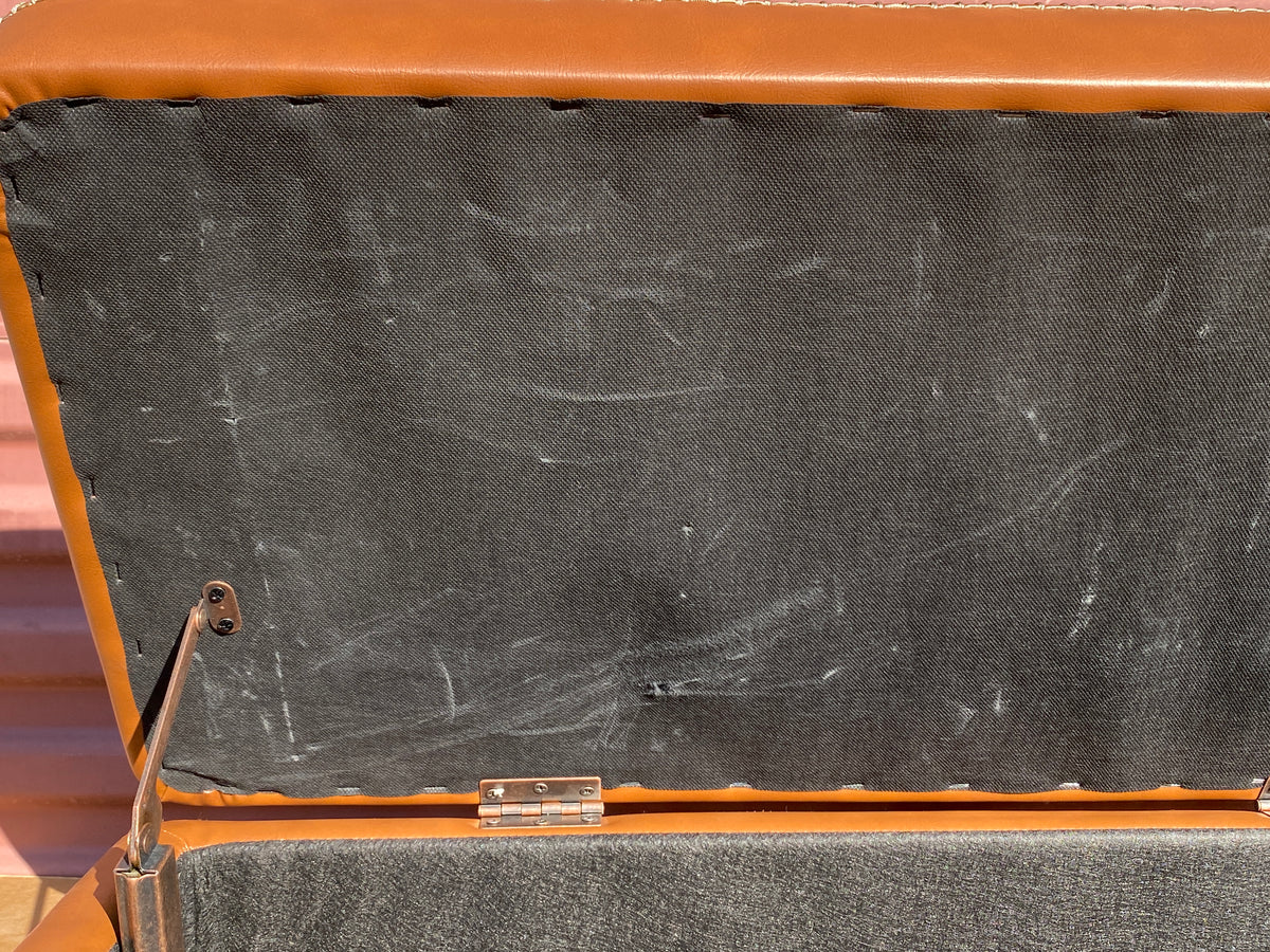 VASAGLE EKHO Collection Storage Ottoman Bench With Steel Legs, Caramel Brown