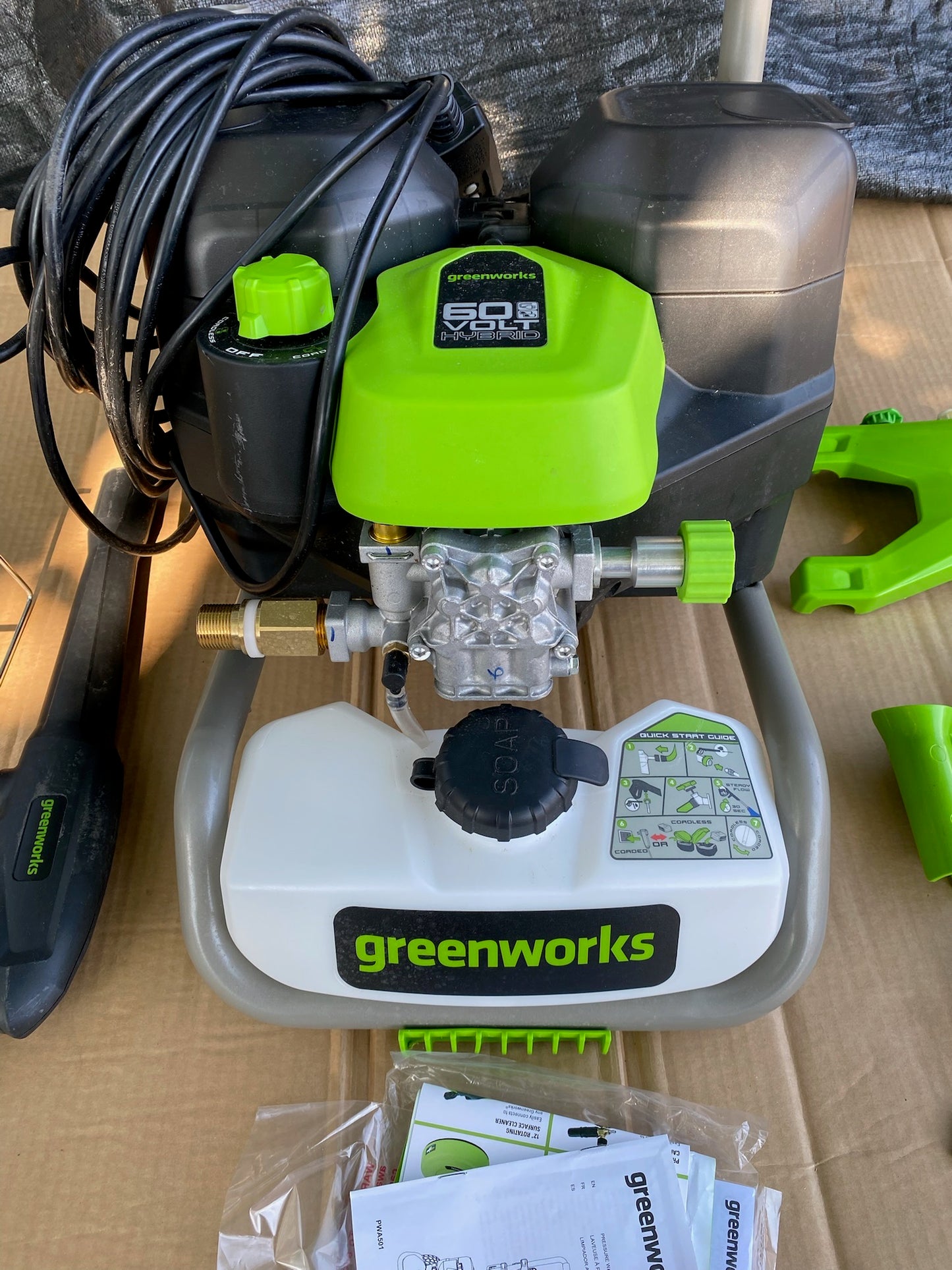 Greenworks 60V 1800PSI Max 1.1 GPM Hybrid 120V/Cordless Electric Pressure Washer