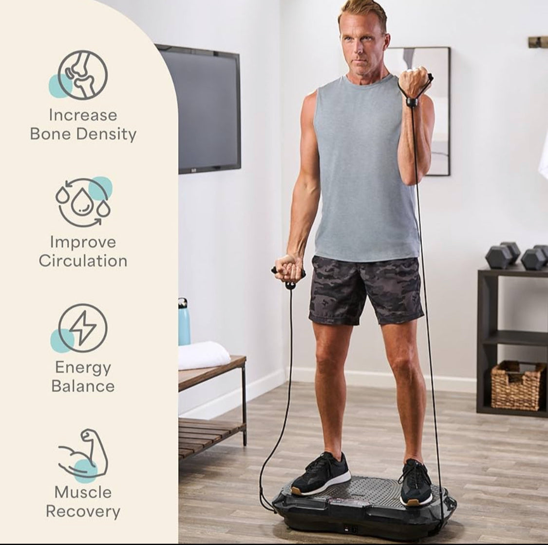 New Other LifePro Vibration Plate Exercise Machine With Resistance Bands, Black